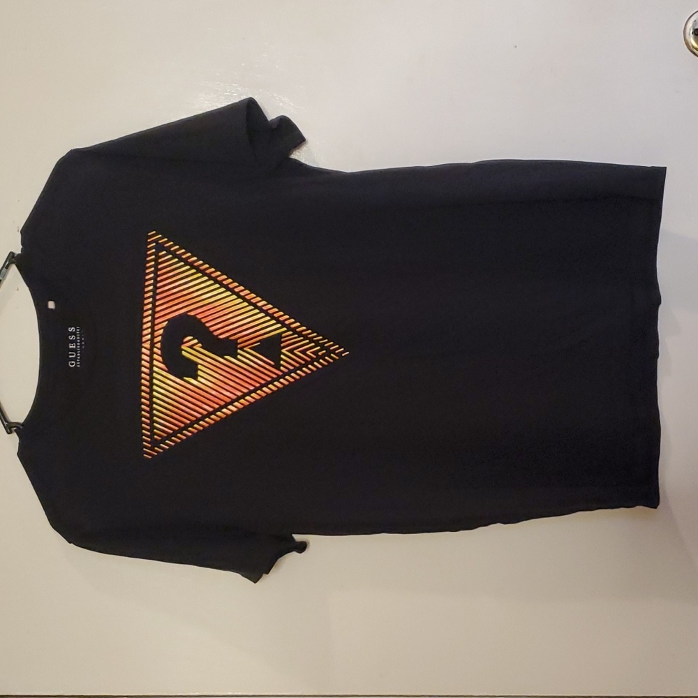 Guess Black Tee with Gold & Orange Logo